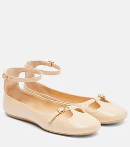 Туфли-балетки из матовой кожи Chloé, Petal Beige