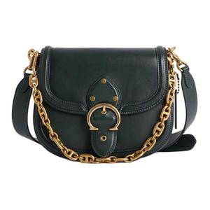 COACH Кожаная седельная сумка через плечо среднего размера для женщин Амазон Грин