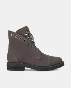 Женские кожаные ботильоны на шнуровке Alma en Pena, серый