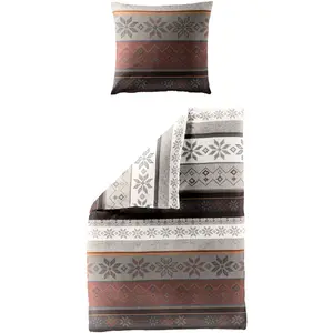 Постельное белье BIERBAUM «3751», 100% хлопок, простое в уходе, уютное и теплое, со снежинками, золотой