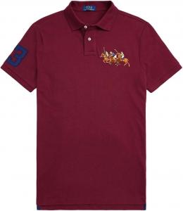 POLO RALPH LAUREN Мужская поло Custom Slim Fit Mesh Triple Pony, Classic Wine