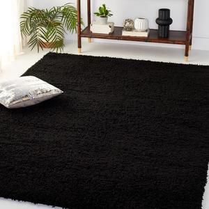 ковер SAFAVIEH, 122 x 183 см, Laguna Shag Collection - , Black, сплошной дизайн, без линьки и простой в уходе, толщиной , идеально подходит для помещений с высокой проходимостью: прихожая, гостиная, спальня (SGL303L)