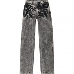 Джинсы прямого кроя с вышитым логотипом Alexander Wang, черный acid washed denim