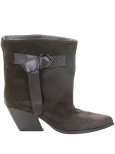 Замшевые ковбойские сапоги с пряжками высотой 60 мм Elena Iachi, коричневый