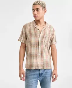 Мужская короткая хлопковая рубашка-водитель Sun + Stone, загар/бежевый