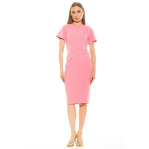 Женское платье Клара с круглым вырезом и драпировкой, короткими рукавами Alexia Admor, розовый