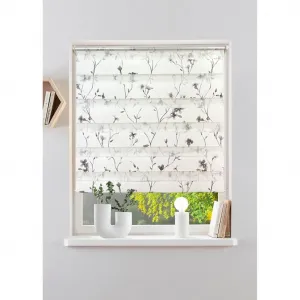Мой домашний двойной рулонный ко́мплект MINNA защита от света, защита от посторонних взглядов, без сверления, свободно висящий с цветочным рисунком НОВИНКА! My Home, серый