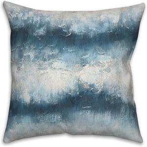 Creative Products Декоративная подушка с абстрактными волнами, мягкая пушистая, синий цвет Painterly Abstract Waves