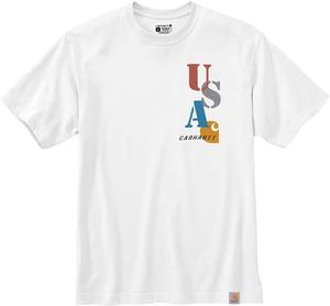 Carhartt мужская футболка 105753 Relaxed Fit Midweight с коротким рукавом и принтом USA, White