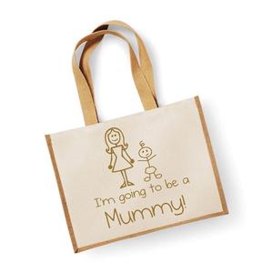 Большая джутовая сумка натурального золота «Я собираюсь стать мамой» 60 SECOND MAKEOVER, золото