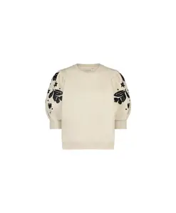 Бежевый свитер с цветочным принтом Fabienne Chapot, бежевый