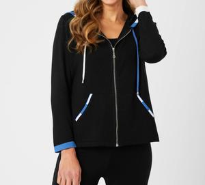 Толстовка с капюшоном с полосками черного цвета/джинсового цвета Angel Apparel