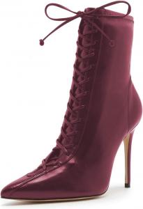 Женские модные ботильоны FOWT с закрытым носком, заостренные, на высоком каблуке-стилет, шнуровка, короткие зимние офисные ботинки, размеры 4-15 US, Medium Violet Red