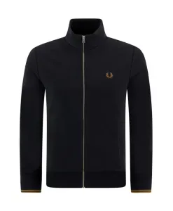 Черная толстовка на молнии из французского махрового трикотажа Fred Perry, черный