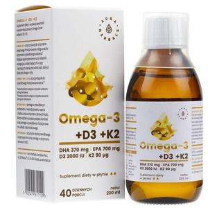 Омега-3 Dha 370 + D3 2000Iu + K2Mk7 Жидкость 200мл, Aura Herbals