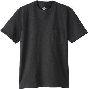 Футболка Hanes Beefy, короткие рукава, круглый вырез, 100% хлопок, бесшовный цельный крой, без этикетки, футболка с карманом Beefy, H5190, мужская, угольный