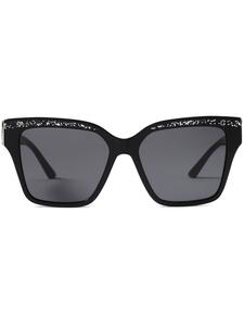 Солнцезащитные очки в квадратной оправе с блестками Jimmy Choo Eyewear, черный