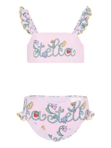 Бикини с цветочным принтом и оборками Stella Mccartney Kids, розовый
