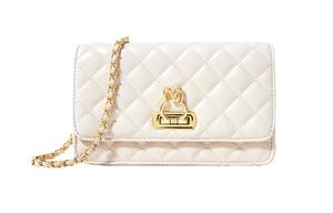 Сумка на цепочке ПУ через плечо Обычная Женская Экрю/Черный Миффи