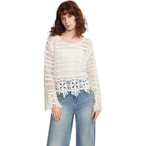 ELLE Свитер женский Ecru с круглым вырезом тонкий Others