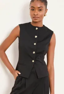 Жилет стандартного кроя с круглым вырезом и пуговицами Lipsy, Black