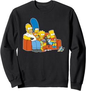 Толстовка с изображением Гомера, Мардж, Мэгги, Бартлисы Симпсон и персонажа из мультсериала «Симпсоны», черная The Simpsons
