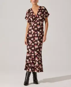 Женское платье Talyha с короткими рукавами силуэта А-силуэт Astr The Label, коричневый