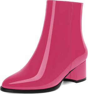 Женские лаковые вечерние ботильоны NUMALEO с молнией, круглый носок, устойчивый низкий каблук 2 дюйма