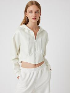 Толстовка с капюшоном на молнии Koton, белый