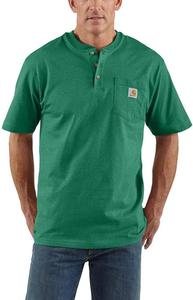 Мужская свободная футболка Carhartt Heavyweight Henley с короткими рукавами и карманом, North Woods Heather