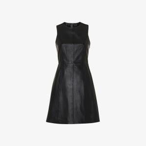 Кожаное мини-платье прямого кроя без рукавов Whistles, черный