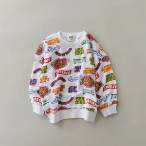 Большая флисовая толстовка с разнообразными графическими принтами Branshes, цвет 93_White_All-Over Logo Pattern