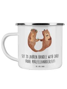 Кружка на 20-ю годовщину свадьбы, фарфоровая, с надписью Свадьба со Сп..., белая Mr. & Mrs. Panda