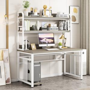 Письменный стол с полками Xinmeikai 120x60 см, белая рама + Armani Gray