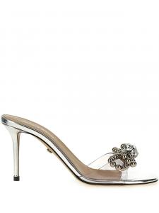 Сандалии MACH & MACH 85 мм с заклепками и бантом, белый