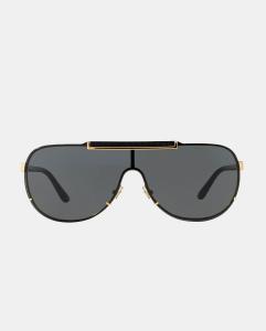 Мужские солнцезащитные очки с одинарными линзами из золотистого металла Versace, золотой