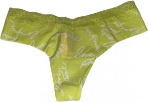 Трусики-стринги Victoria's Secret Pink No Show, цвет зеленый, весенний вариант, новинка, Green Spring Script