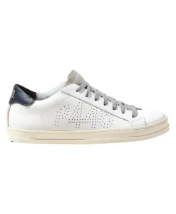 Белые/Темно-Синие кожаные кроссовки P448, белый