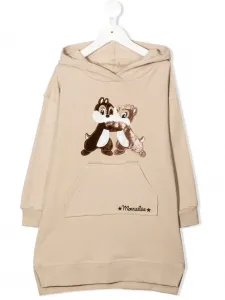 Платье с капюшоном и логотипом Monnalisa, нейтральный