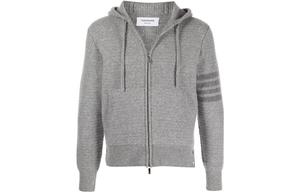Том Браун Серая Вязаная Толстовка с Молнией и Четырёхполосным Узором