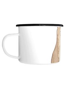 Эмалированная кружка XL Кот сидит, не говоря ни слова в белом цвете Mr. & Mrs. Panda