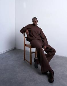 Премиальные утяжеленные спортивные брюки прямого кроя Topshop шоколадно-коричневого цвета