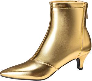 Стильные женские ботильоны с заостренным носком и задней молнией - идеально для элегантного зимнего образа XIEPP, Gold