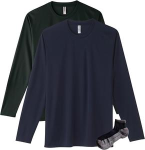 Футболка с длинным рукавом Glimmer 00352-AIL из трикотажа Interlock Dry плотностью 3,5 унции, темно-синий/черный