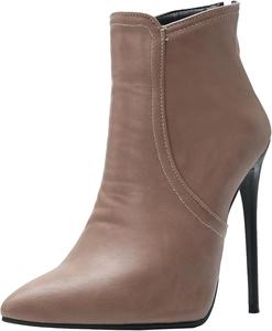 Женские короткие ботильоны на шпильке однотонные с острым носком и молнией сзади XIEPP, White