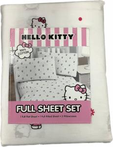 Комплект постельного белья из хлопка Hello Kitty от Jay Franco & Sons, Inc. (белый, с ромашками и точками, размер Full)