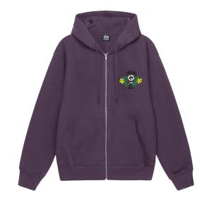 Толстовка на молнии Stussy Skull Crest Grape