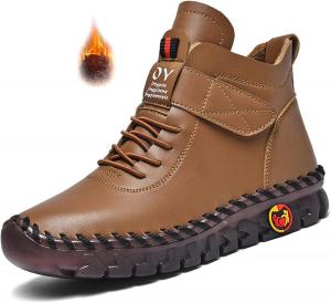 Женские зимние кожаные ботинки CrazySavage с меховой подкладкой, теплые, противоскользящие, на щиколотку, с уплотнением, термо-вставками, регулируемые высокие лоферы для мам, Brown