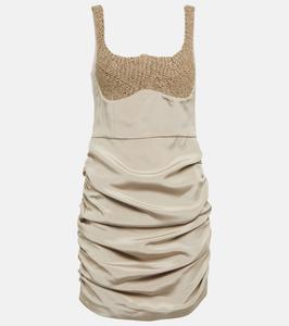 Мини-платье Almeria из смесового шелка с рюшами The Mannei, бежевый
