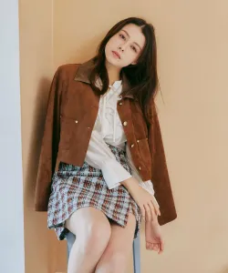 Короткый пиджак из искусственной замши Jill By Jill Stuart, цвет Brown